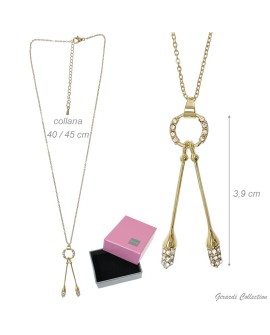 Collier chaîne dorée pendentif massues